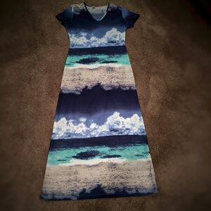 Oceanic Horizon Graphic Vintage Maxi Dress